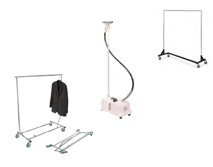 WARDROBE EQUIPMENT — Wardrobe racks, rolling Z racks, washers and dryers, steamers and more. Ask about options. 