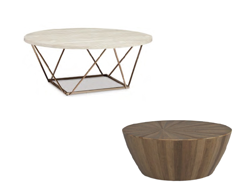COFFEE TABLES — Various materials and sizes. Ask about options. 
