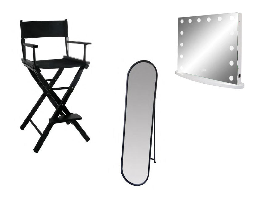 MIRRORS/CHAIRS— Full length with and without stands, makeup mirrors and more. 