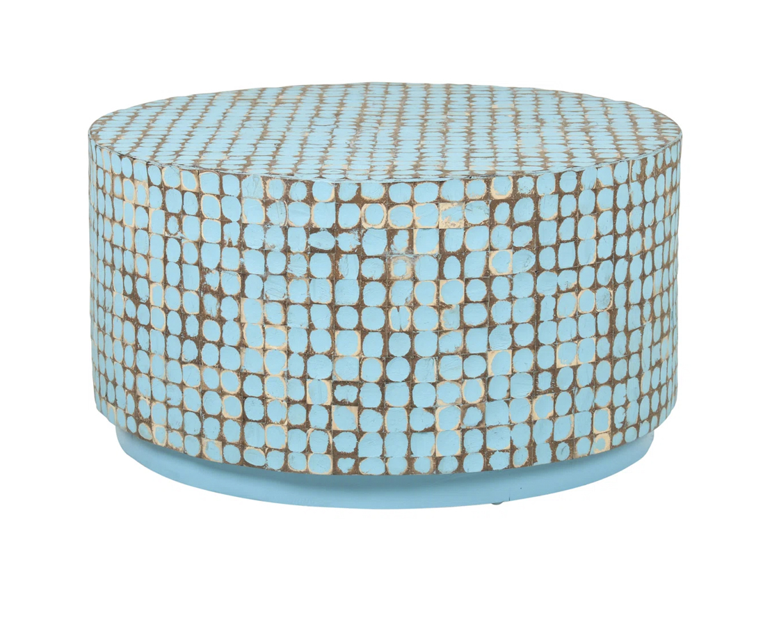Round Mosaic Coconut Shell Coffee Table